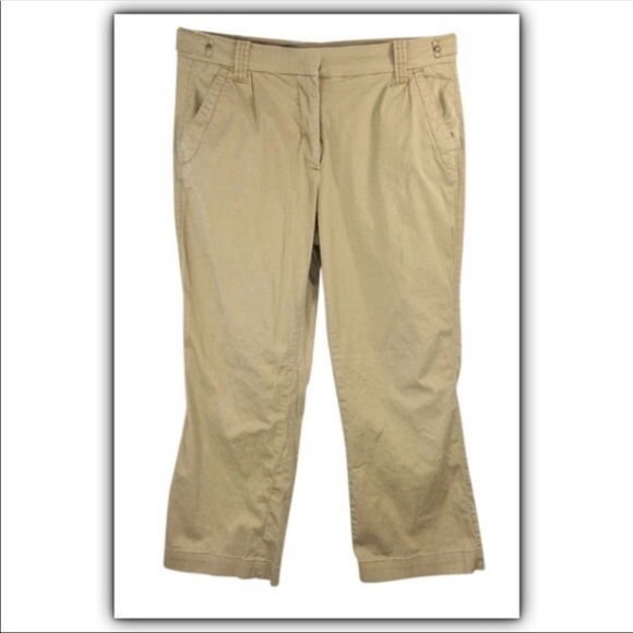 US Polo Assn khaki cropped capri clam digger skimmer pants size 14 - Picture 1 of 4